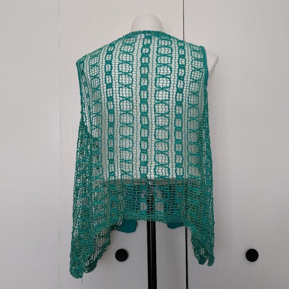 Boho Mesh Turquoise Vest sz 1X - Picture 4 of 5